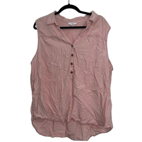 Time And Tru Pink Sleeveless Button-Front Top Womens Size XXXL - Picture 1 of 7